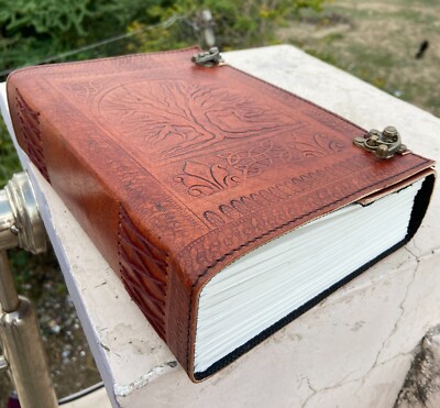 600 Page Brown Tree of Life Extra Large 10x7 Leather Journal Unlined Sketchbook-image