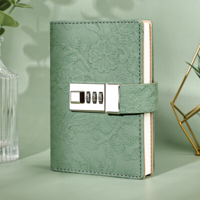 Small A7 PU Leather Embossed Flower Journal Notebook Lined Paper Writing Diary-image