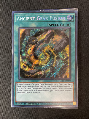 Yugioh #LDS1-EN090 Ancient Gear Fusion Limited Edition Secret Rare Promo SEALED-image