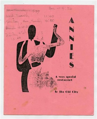 Annies Menu Very Special Restaurant Old City Knoxville Tennessee 1990's-image
