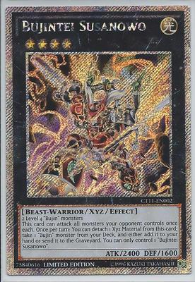 3X YUGIOH CT11-EN002 BUJINTEI SUSANOWO PLATINUM SECRET RARE CARD-image