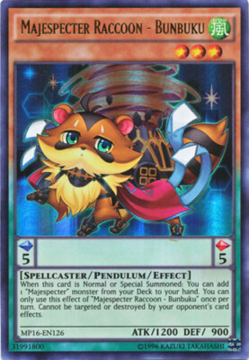 Yugioh! Majespecter Raccoon - Bunbuku - MP16-EN126 - Ultra Rare - Unlimited Edit-image