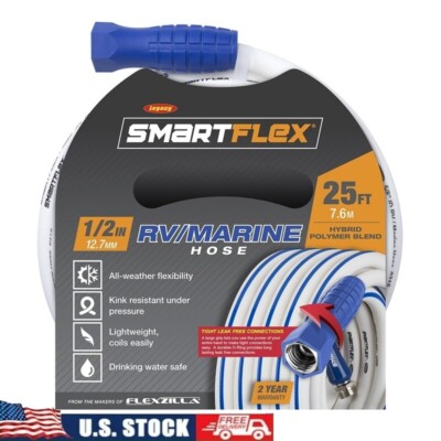 Hybrid Polymer RV Marine Hose 1/2 x 25' Kink Resistant Durable Water Safe New-image