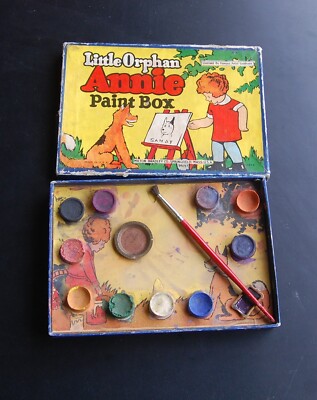 VINTAGE 1930s LITTLE ORPHAN ANNIE PAINT BOX MILTON BRADLEY #4472-image