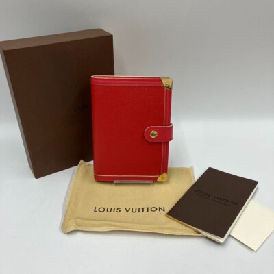 Auth Louis Vuitton Suhari Agenda PM Notebook Cover Red Leather Gold All in Photo-image