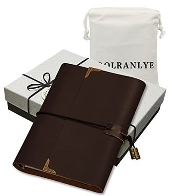 GOLRANLYE A5 Binder Refillable Genuine Leather Journal Notebook H-image