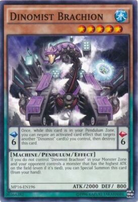 Yu-Gi-Oh! TCG Dinomist Brachion 2016 Mega Tins Pack MP16-EN196 Unl Ed Common NM-image