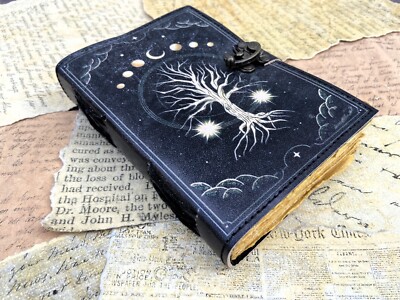Tree Leather Journal Diary Sketchbook Vintage 200 pages Handmade Notebook-image