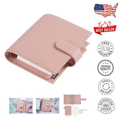 Elegant A6 Luxe Leather Binder with 30mm Rings - Dusty Rose Planning Made Easy-image