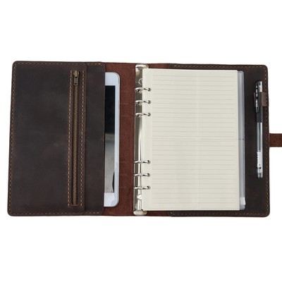 System Planner, Notebook Cover, Leather, A5, 6 Holes, 2024, Ring Binder Noteboo_-image