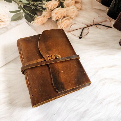 Vintage Journal 100% Recycled Line Paper Brown Journal Leather Journal Notebook.-image
