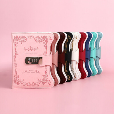 B6 PU Leather Vintage Journal Notebook Lined Paper Diary Planner with Lock-image
