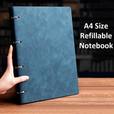 Refillable PU Leather Journal A4 Notebook Lined Paper Writing Diary 240 Pages-image