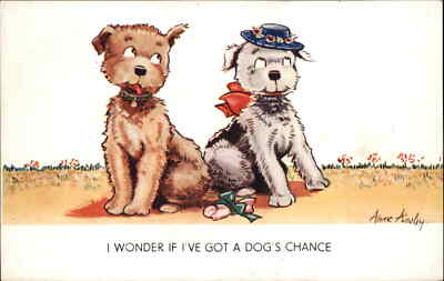 Annie Ainsley Cute Puppy Dogs Romance Vintage Postcard-image