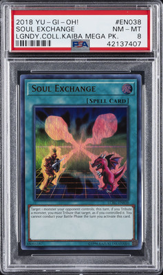 2018 YU-GI-OH! LEGEND COLL KAIBA MEGA PACK #EN038 SOUL EXCHANGE PSA 8-image