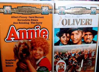 2 VHS Set ANNIE & OLIVER! NEW Unopened Columbia Pictures Family Collection-image