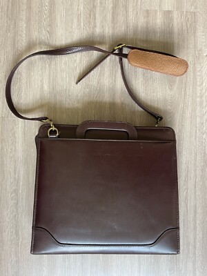 Vtg Franklin Covey Brown Full Grain Leather Planner 7 Ring Binder Rare Strap-image