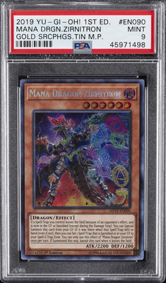 2019 YU-GI-OH! 2019 GOLD SARCOPHAGUS TIN MEGA PACK MANA DRAGON ZIRNITRON PSA 9-image