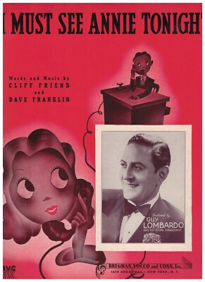 I Must See Annie Tonight Friend Franklin Guy Lombardo Sheet Music 1938-image