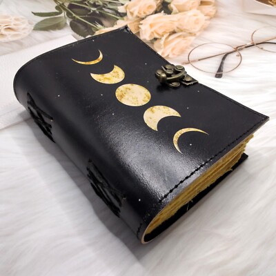 Moon Eclipse Leather Journal Notebook sketchbook Leather Dairy Personalized Gift-image