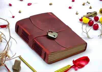 Diary with Lock Leather Journal Notebook With Lined Pages -Notepad for him $ her-image