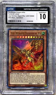 Yugioh Card The Winged Dragon of Ra Ultra CGC 10, Leg. Duelists LED7-EN000, 2020-image