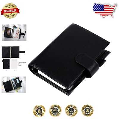 Genuine Leather Personal Planner with 30mm Rings - Luxe Pebbled-Black Design-image