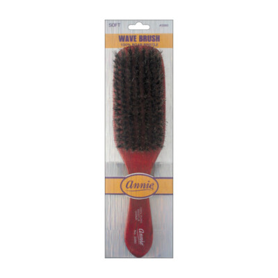 Annie Wooden Club Wave Brush 100% Soft Boar Bristle Long Handle 2080-image