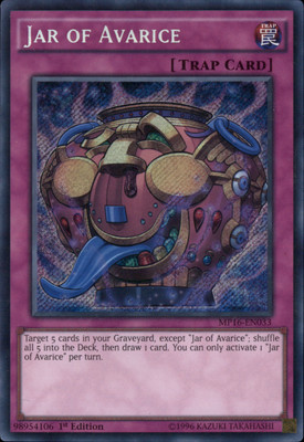 1st ed Jar of Avarice secret rare MP16-EN033 Yugioh-image