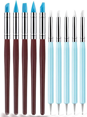 Silicone Clay Sculpting Tool - 10Pcs Modeling Dotting Tool for Pottery Craft, Ro-image
