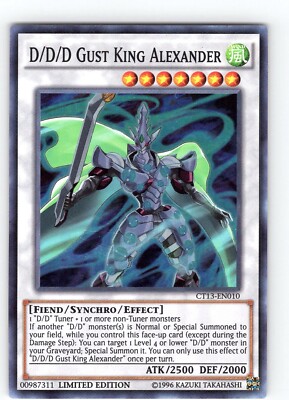 Yu-Gi-Oh TCG D/D/D Gust King Alexander CT13-EN010 Limited Edition Super Rare NM-image