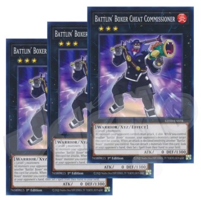Yugioh - Battlin' Boxer Cheat Commissioner x 3 - 1st Edition NM - Free Holo Card-image