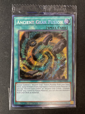 Yugioh TCG #LDS1-EN090 Ancient Gear Fusion Limited Ed Secret Rare Promo SEALED-image