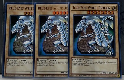 3 x ( BLUE-EYES WHITE DRAGON ) Ultra Rare - LC01-EN004 Limited NM Yu-Gi-Oh 25th-image