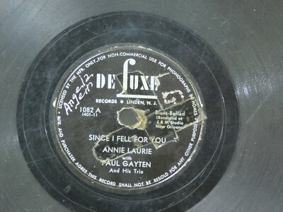 Annie Laurie and Paul Gayten 78 I Fell For You bw Love That Man on DeLuxe blues-image