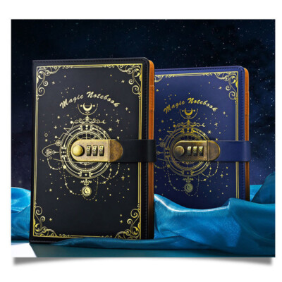 300 Pages PU Leather Vintage Lock Journal A5 Notebook Lined Paper Writing Diary-image