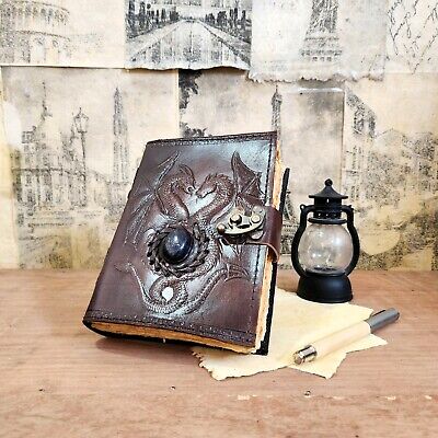 Double Dragon Embossed Book Leather Journal Sketchbook Deckle Page Dream Journal-image