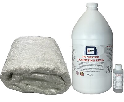 Polyester Resin 1 Gal  .75x50x10 Yard Chopped Strand Mat, Boats Auto Rv Canoes-image