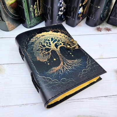 Leather Journal Tree of Life leather notebook, travel journal leather sketchbook-image