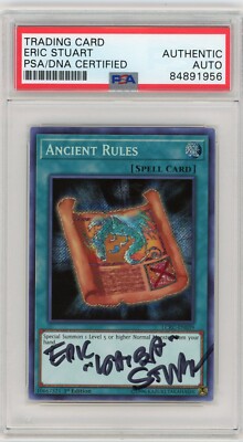 PSA Signed Eric Stuart Yu-Gi-Oh! Ancient Rules 1ST ED LCKC-EN039-image