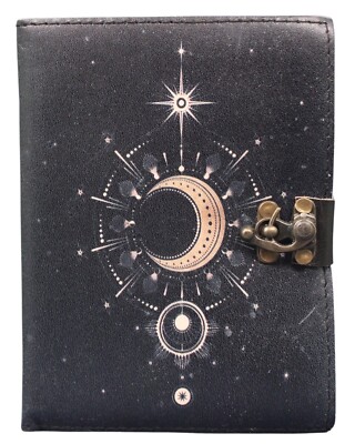 BIG Deckle edge 200 page secure closure lock leather Diary Leather Sketch book-image