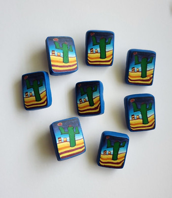 Polymer Clay Button NWOT Cactus Desert Theme Beautiful Estate Find 8 Piece-image
