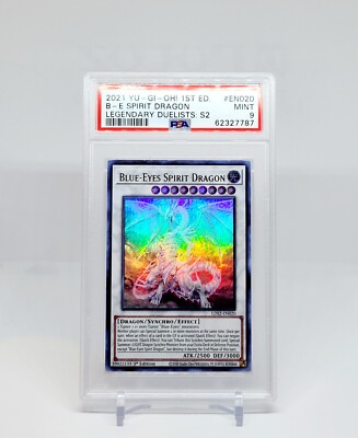 2021 YUGIOH BLUE-EYES SPIRIT DRAGON 1ST EDITION LEGENDARY DUELIST PSA 9-image
