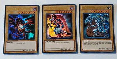 Yugioh 10th Anniversary Red-Eyes Dark Magician Blue-Eyes Ultra Rare Limited Ed-image