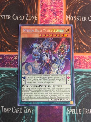 Yu-Gi-Oh! Mythical Beast Master Cerberus MP18-EN185 1st Edition Secret NM b2/-image