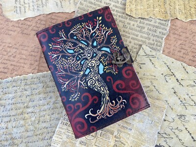 Tree Leather Sketch book Travellers Notebook Diary 200deckle edge pages & C-lock-image