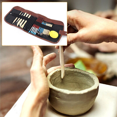 24 Pieces Art Clay Pottery Modeling Sculpting Tools Kit Set DIY Ceramics Carving-image