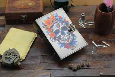 Skull Printed leather journal and The first Color photo personalized journal-image