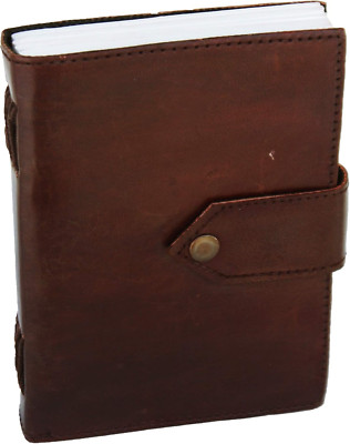 Handmade Leather Journal Notebook - Genuine Leather Bound Daily Personal Diary N-image