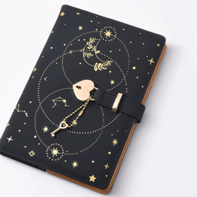 PU Leather Heart Lock Journal A5 Notebook Lined Paper Writing Diary 192 Pages-image